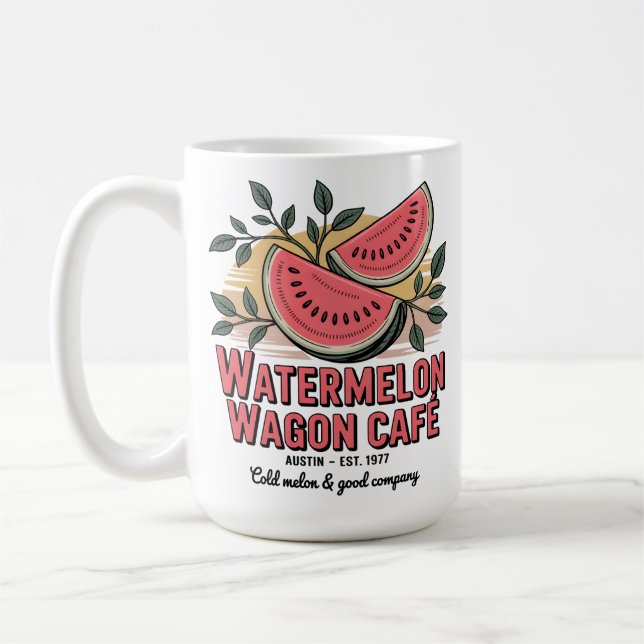 Watermelon Wagon Café Coffee Mug (Left)