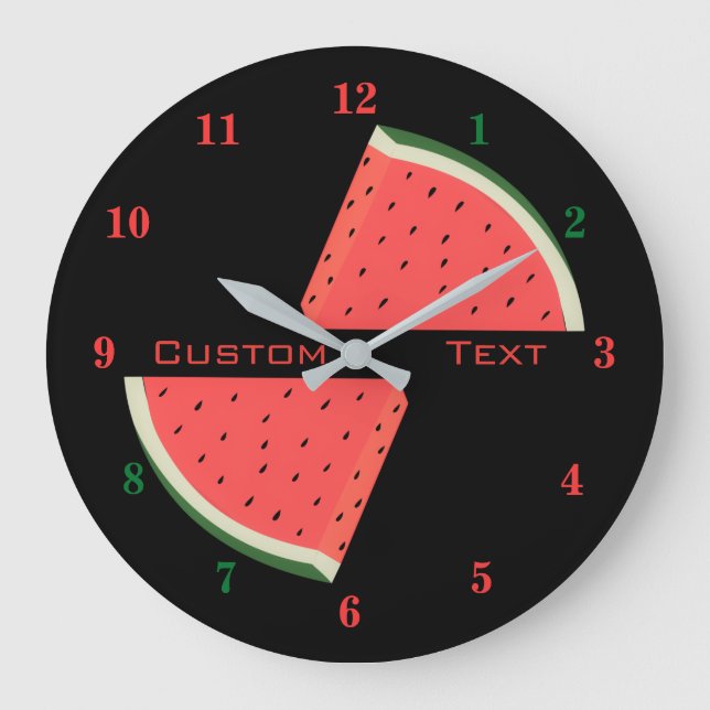Watermelon Wall Clock with Custom Text (Front)