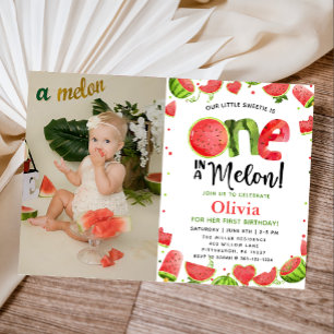 Watermelon Watercolor 1st Birthday Invitation