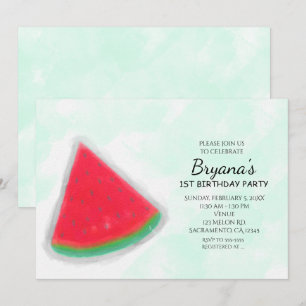 Watermelon Watercolor Birthday Party Invitations
