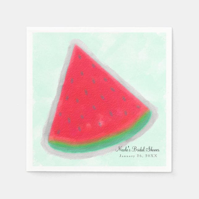 Watermelon Watercolor Birthday Party Personalised Napkin (Front)