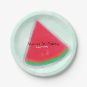 Watermelon Watercolor Birthday Party Personalised Paper Plate
