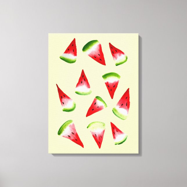 Watermelon watercolor cute fruit canvas print (Front)