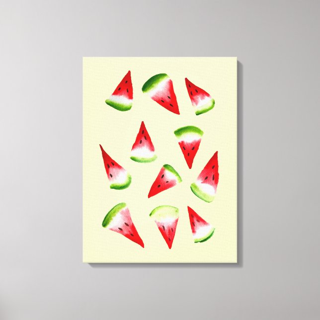 Watermelon watercolor cute fruit canvas print (Front)