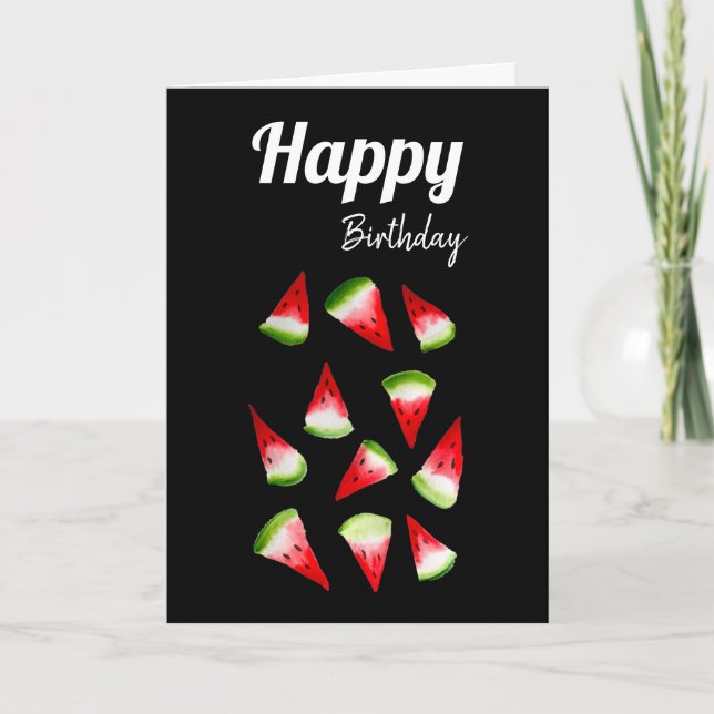 Watermelon watercolor cute fruit card (Front)