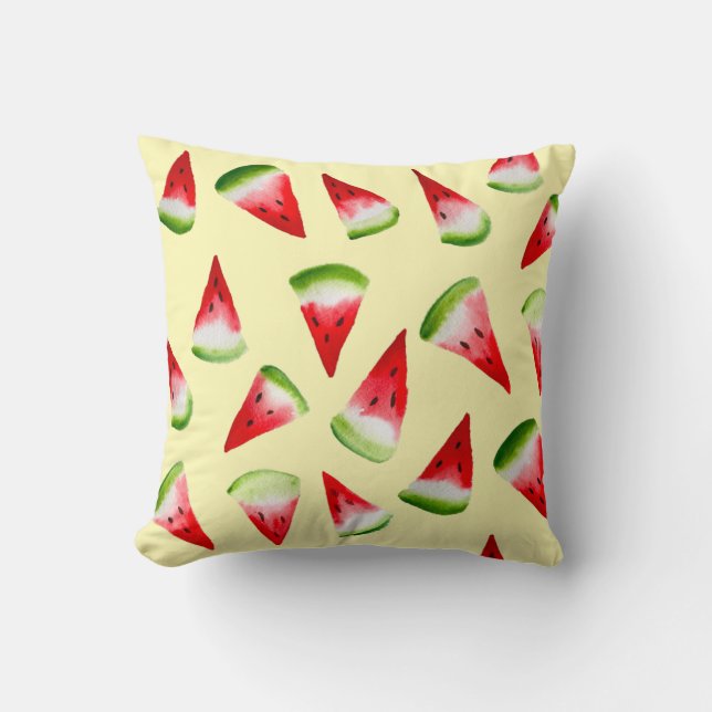 Watermelon watercolor cute fruit cushion (Front)