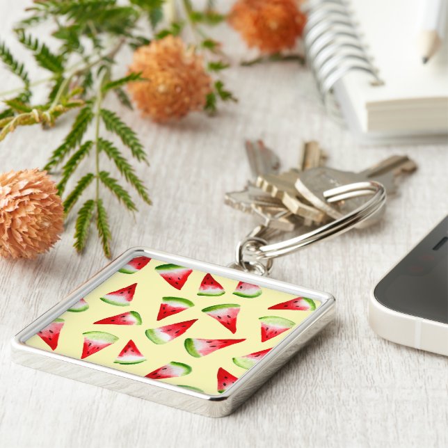 Watermelon watercolor cute fruit key ring (Side)