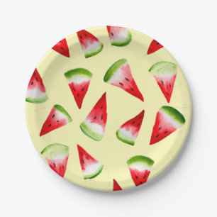 Watermelon watercolor cute fruit paper plate