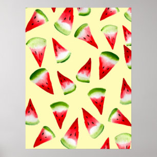 Watermelon watercolor cute fruit poster