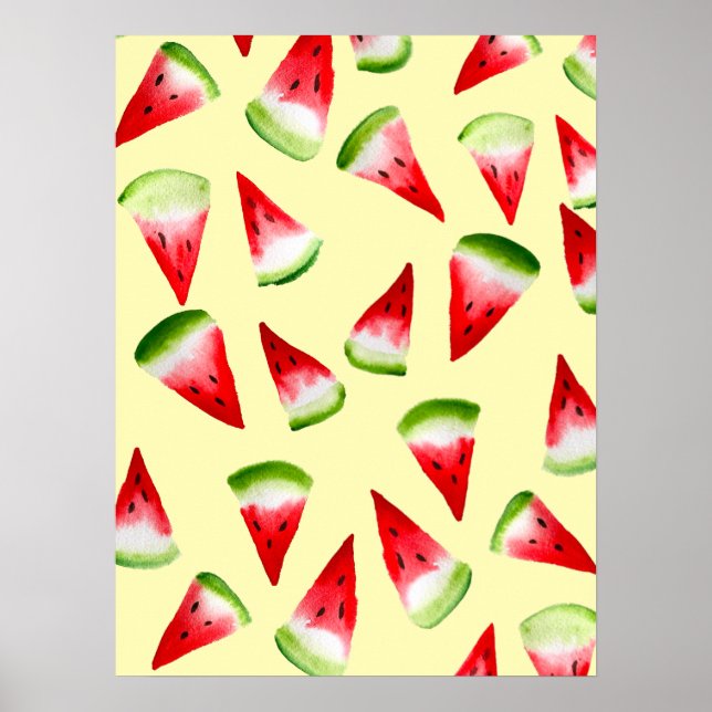 Watermelon watercolor cute fruit poster (Front)