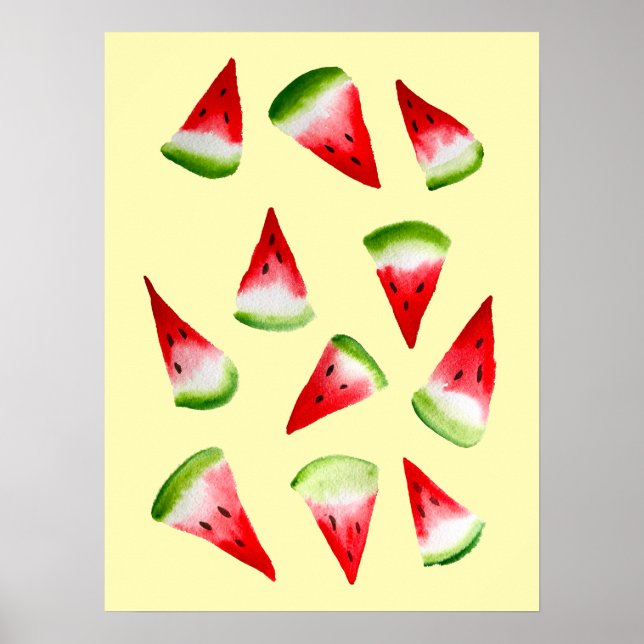 Watermelon watercolor cute fruit poster (Front)