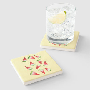 Watermelon watercolor cute fruit stone coaster