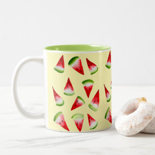 Watermelon watercolor cute fruit Two-Tone coffee mug