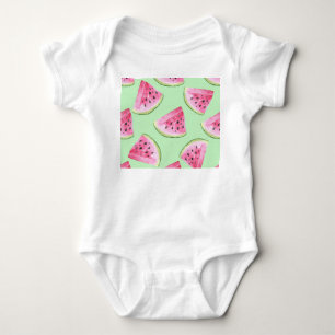 Watermelon watercolor, seamless summer pattern. baby bodysuit
