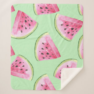 Watermelon watercolor, seamless summer pattern. sherpa blanket