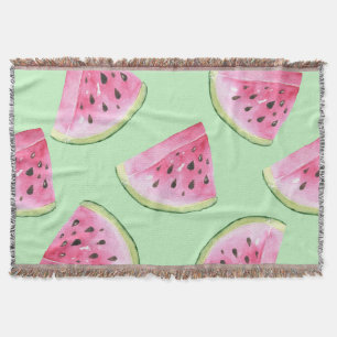 Watermelon watercolor, seamless summer pattern. throw blanket