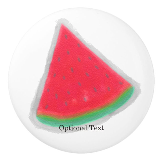 Watermelon Watercolor Slice of Fruit Custom Ceramic Knob (Front)