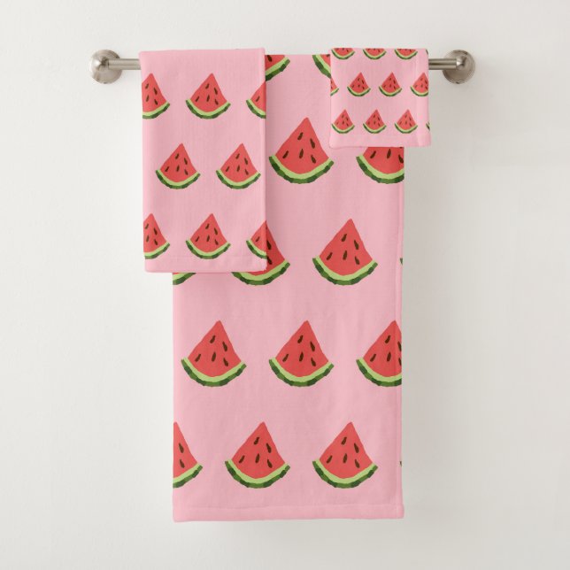 Watermelon Wedges Bath Towels (Pink & Red) (Insitu)