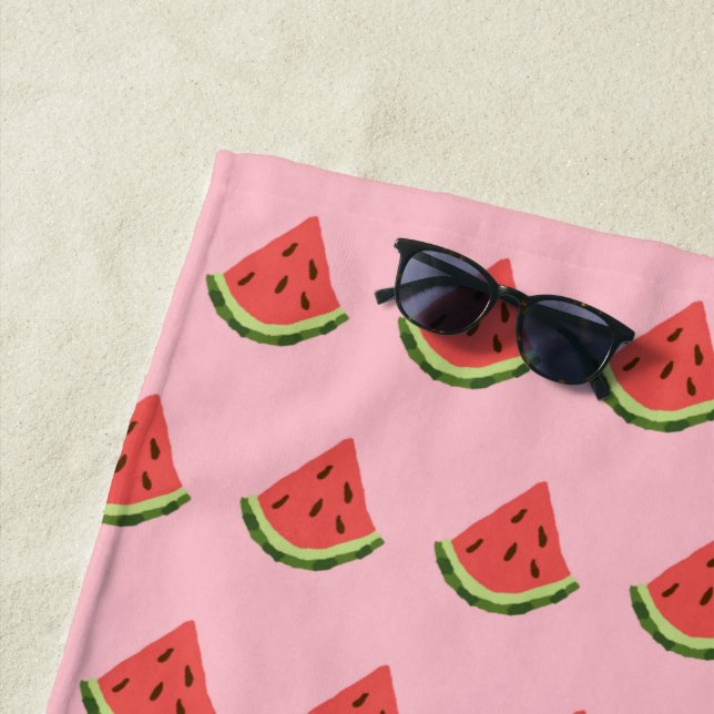 Watermelon Wedges Beach Towel (Pink, Red & Green) (In Situ)