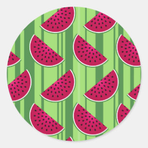 Watermelon Wedges Pattern Classic Round Sticker