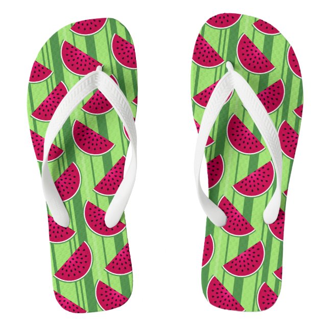 Watermelon Wedges Pattern Flip Flops (Footbed)