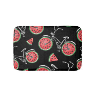 Watermelon wheel bicycles, summer pattern. bath mat