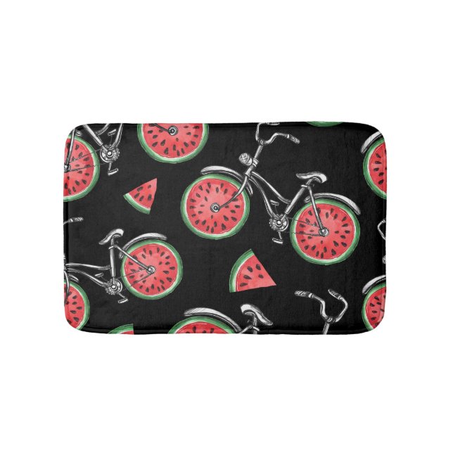 Watermelon wheel bicycles, summer pattern. bath mat (Front)