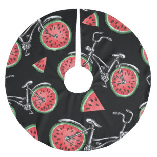 Watermelon wheel bicycles, summer pattern. brushed polyester tree skirt