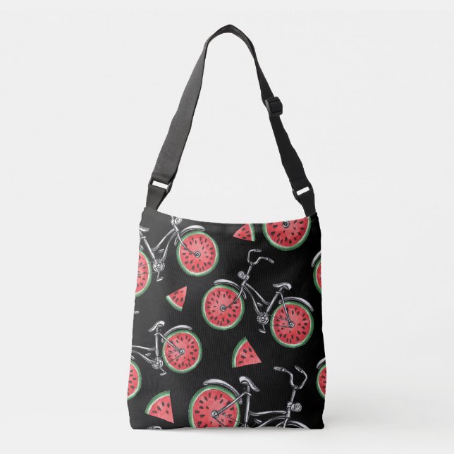 Watermelon wheel bicycles, summer pattern. crossbody bag (Front)