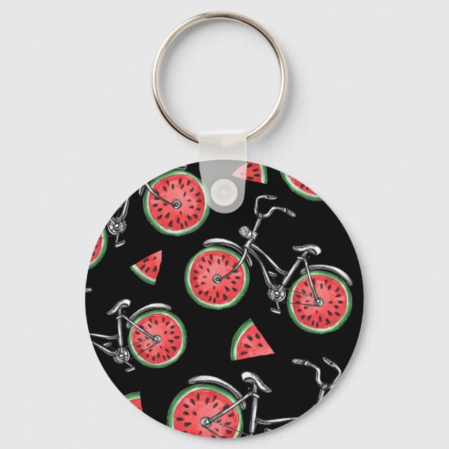 Watermelon wheel bicycles, summer pattern. key ring (Front)