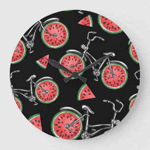 Watermelon wheel bicycles, summer pattern. large clock