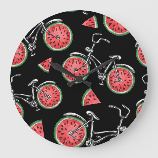 Watermelon wheel bicycles, summer pattern. large clock (Front)