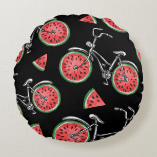 Watermelon wheel bicycles, summer pattern. round cushion