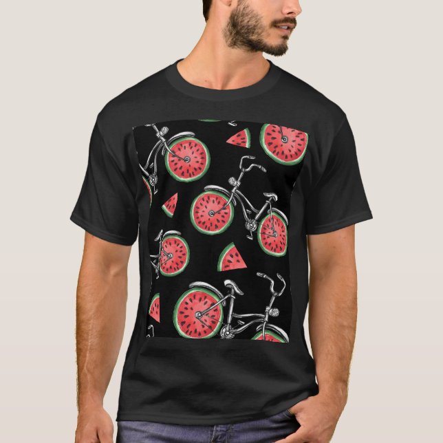 Watermelon wheel bicycles, summer pattern. T-Shirt (Front)