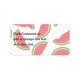 Watermelon With A Bite Missing On White Background Label