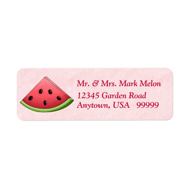 Watermelon with Pink Background Return Address Lab (Front)