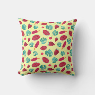 Watermelons and ice cream on yellow cushion