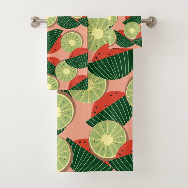 Watermelons and kiwis bath towel set (Insitu)