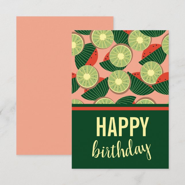 Watermelons and kiwis happy birthday card (Front/Back)
