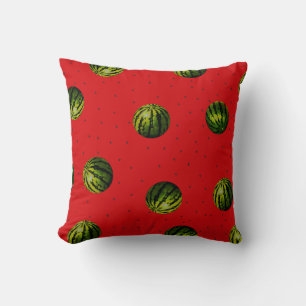 watermelons and seeds red pillow