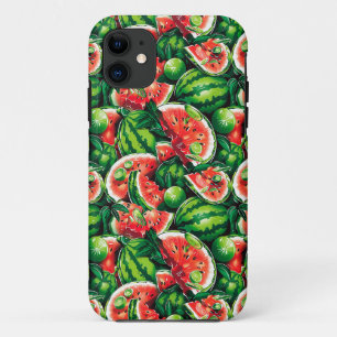 Watermelons, lime, watermelon leaves, small lime f iPhone 11 case
