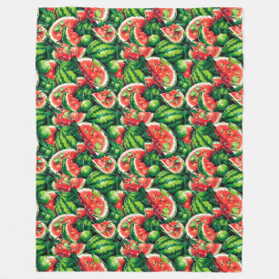 Watermelons, lime, watermelon leaves, small lime f fleece blanket