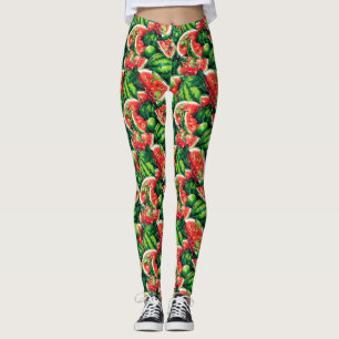 Watermelons, lime, watermelon leaves, small lime f leggings