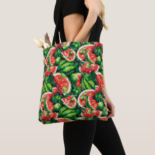 Watermelons, lime, watermelon leaves, small lime f tote bag
