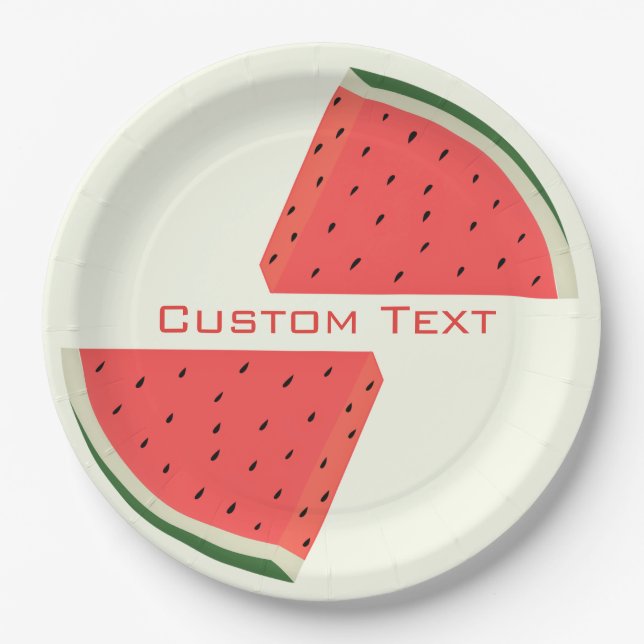 Watermelons Paper Plates - Your Text - Name  (Front)
