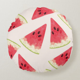 Watermelons: Seamless Summery Sweetness. Round Cushion