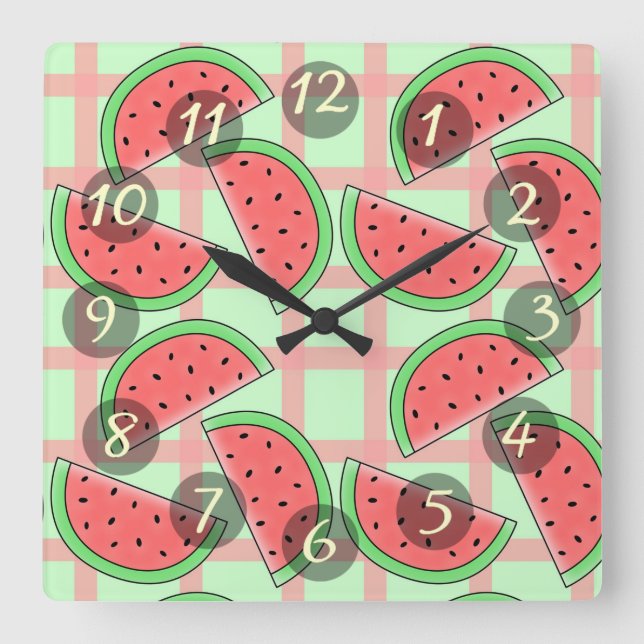 Watermelons Square Wall Clock (Front)