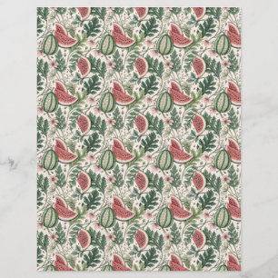 Watermelons vintage bontanic scrapbook paper red