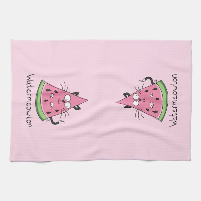 Watermeowlon Watermelon Cat Funny Kitchen Towel (Horizontal)