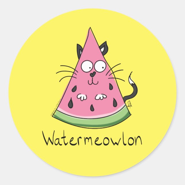 Watermeowlon Watermelon Cat Funny Stickers (Front)